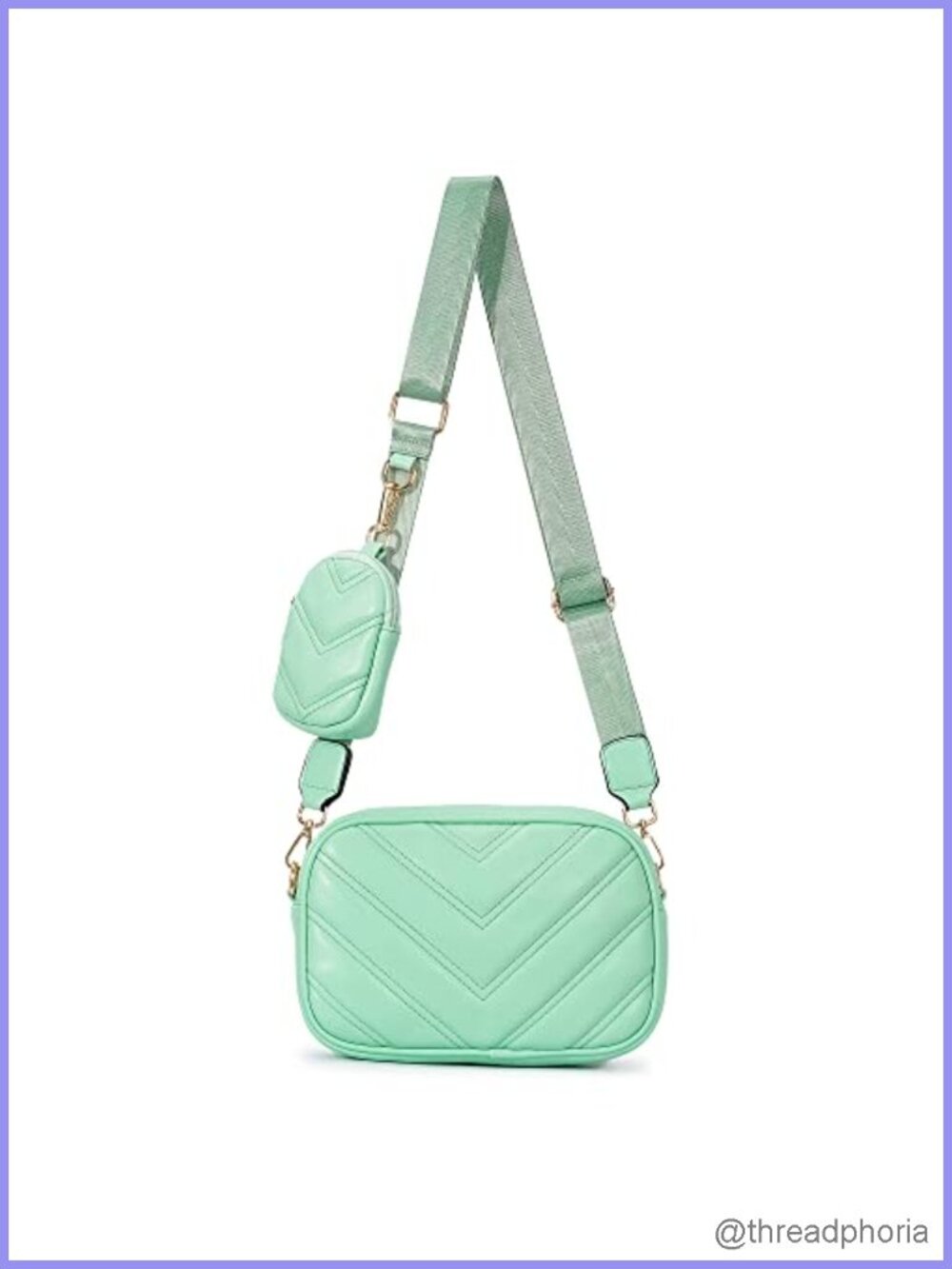 Quilted Small Vegan Faux Leather Crossbody Bag with Detachable Coin Pouch